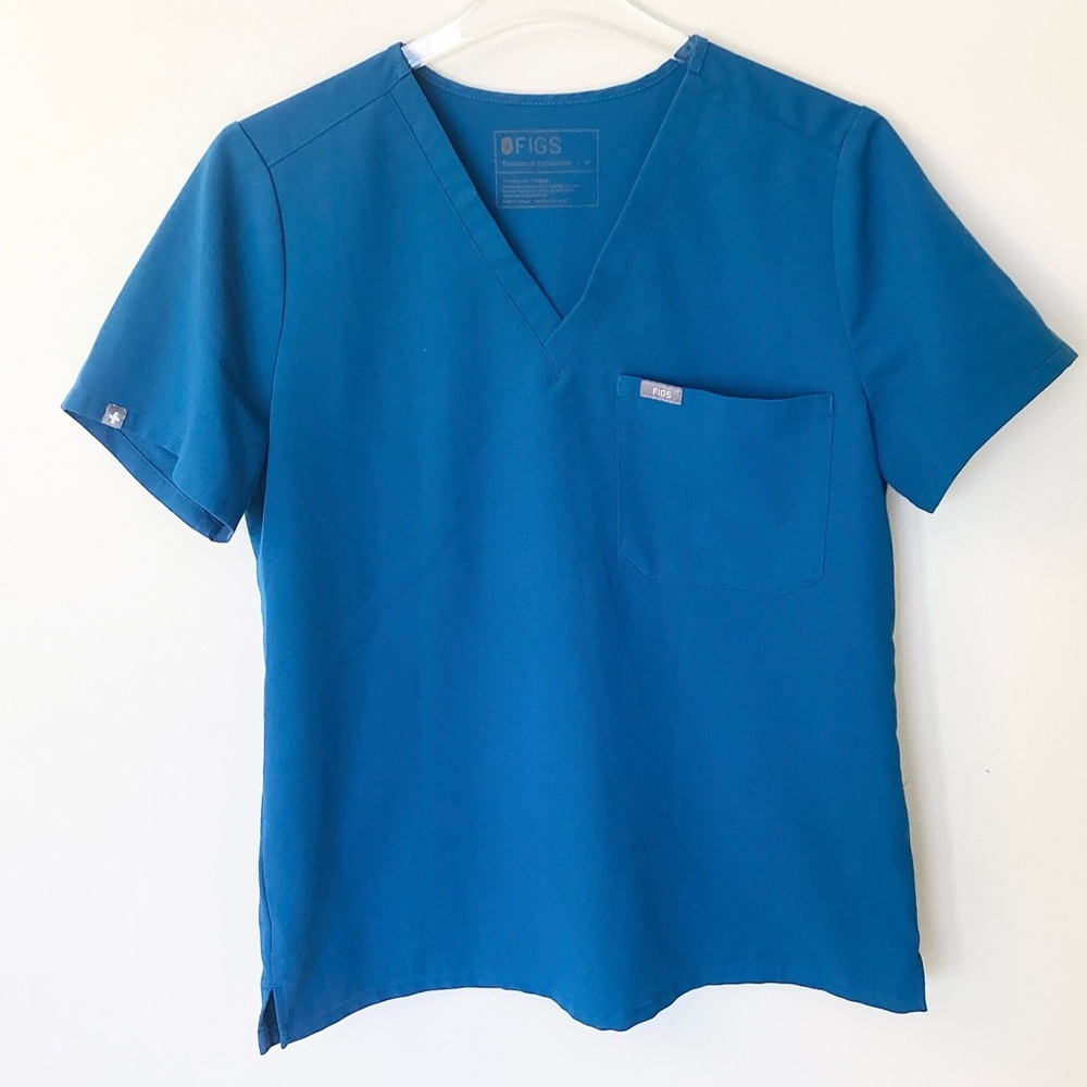 Figs Short Sleeve Catarina One Pocket Scrub Top FW1000 - Teal Blue - M